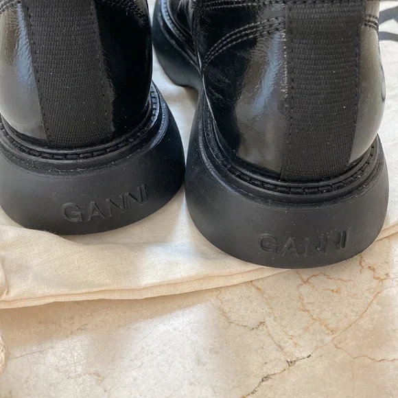 PreOwned GANNI CHUCKY BLACK PATENT BOOTS - Picture 5 of 9